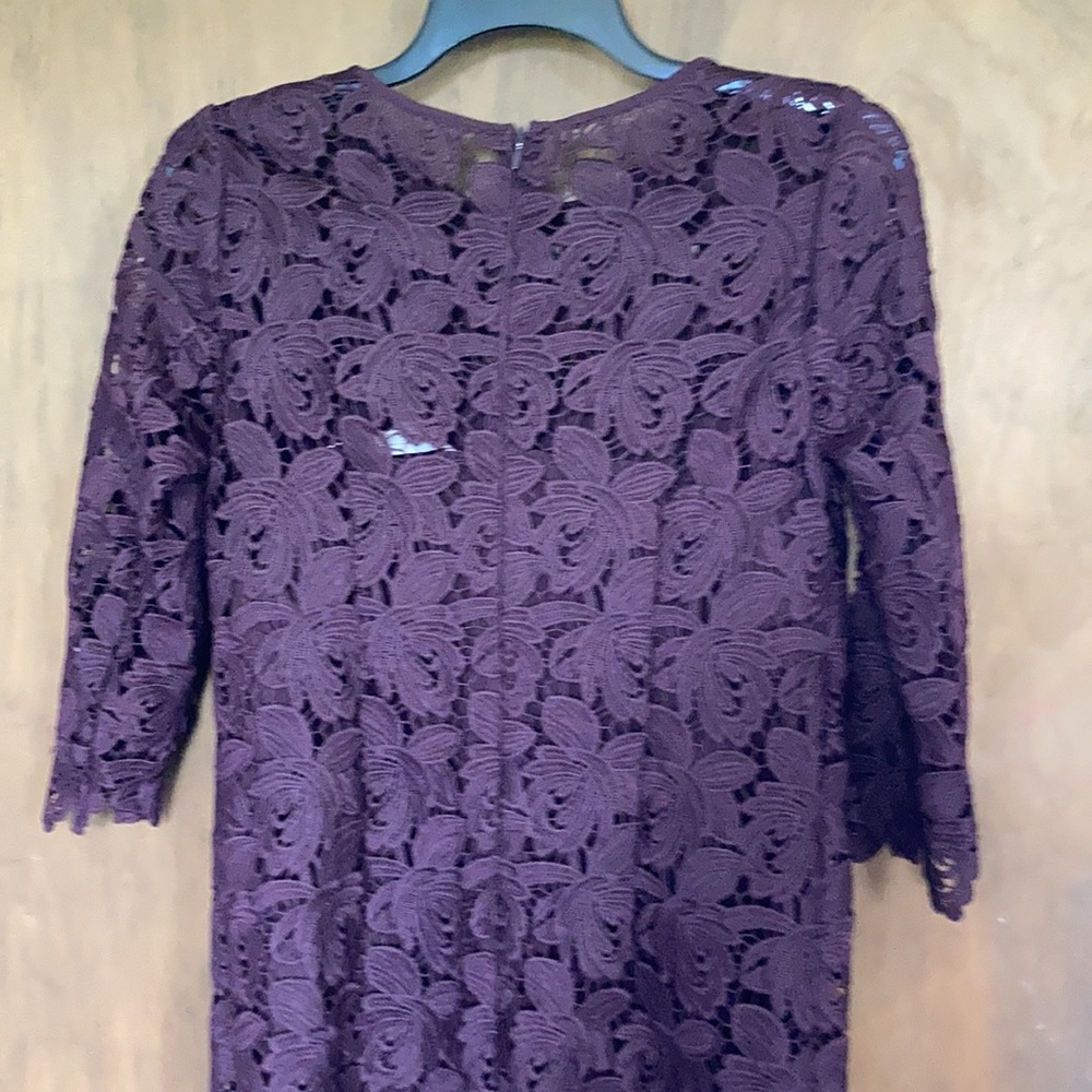 Loft embroidered floral crochet lace like outer layer dress size 0 - Picture 11 of 17